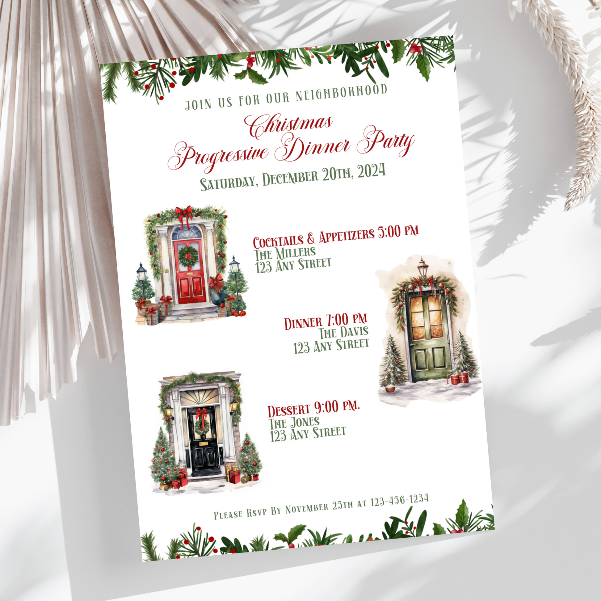 Customizable Round Robin invitation with a holiday theme