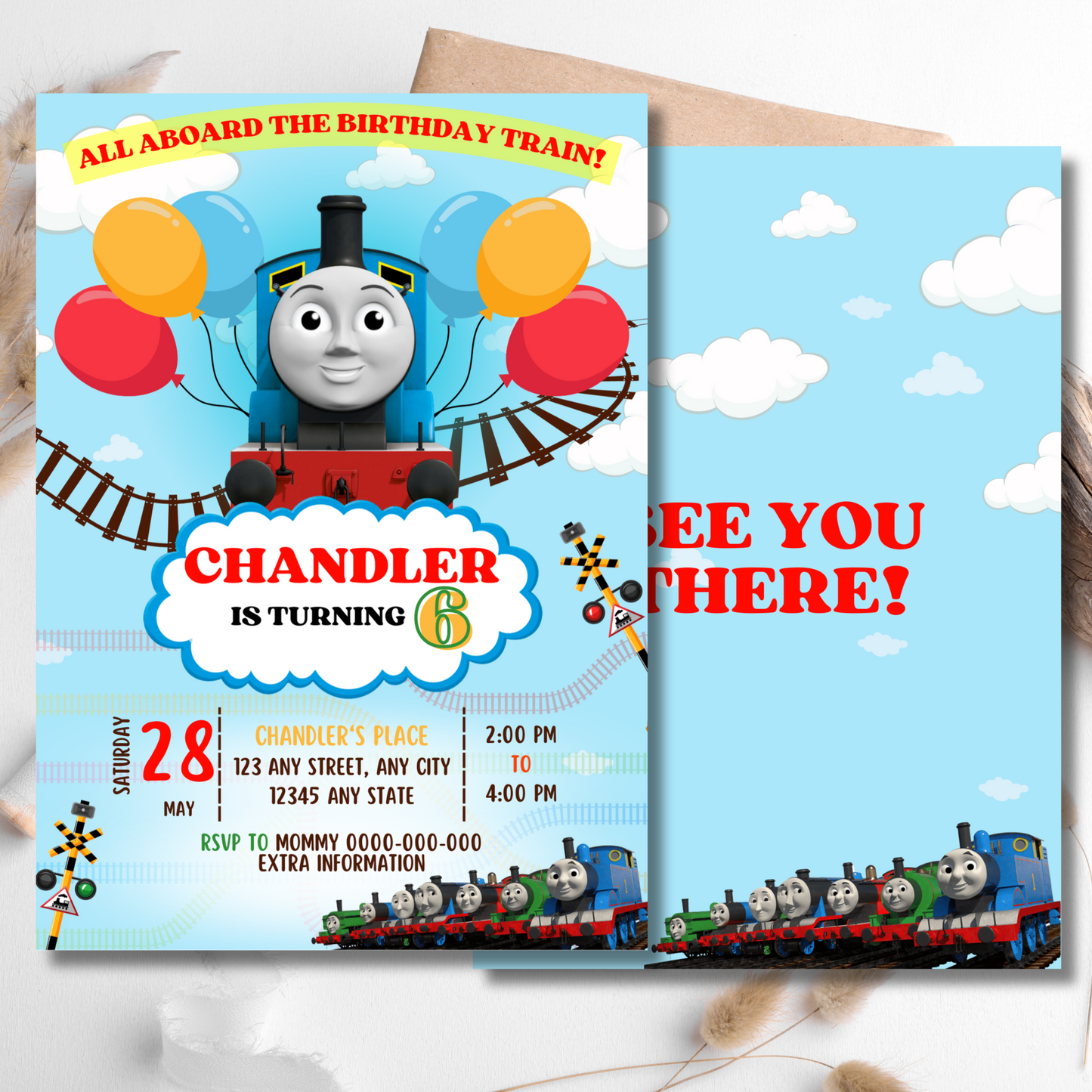 Printable Thomas the Train invitation for kids' parties