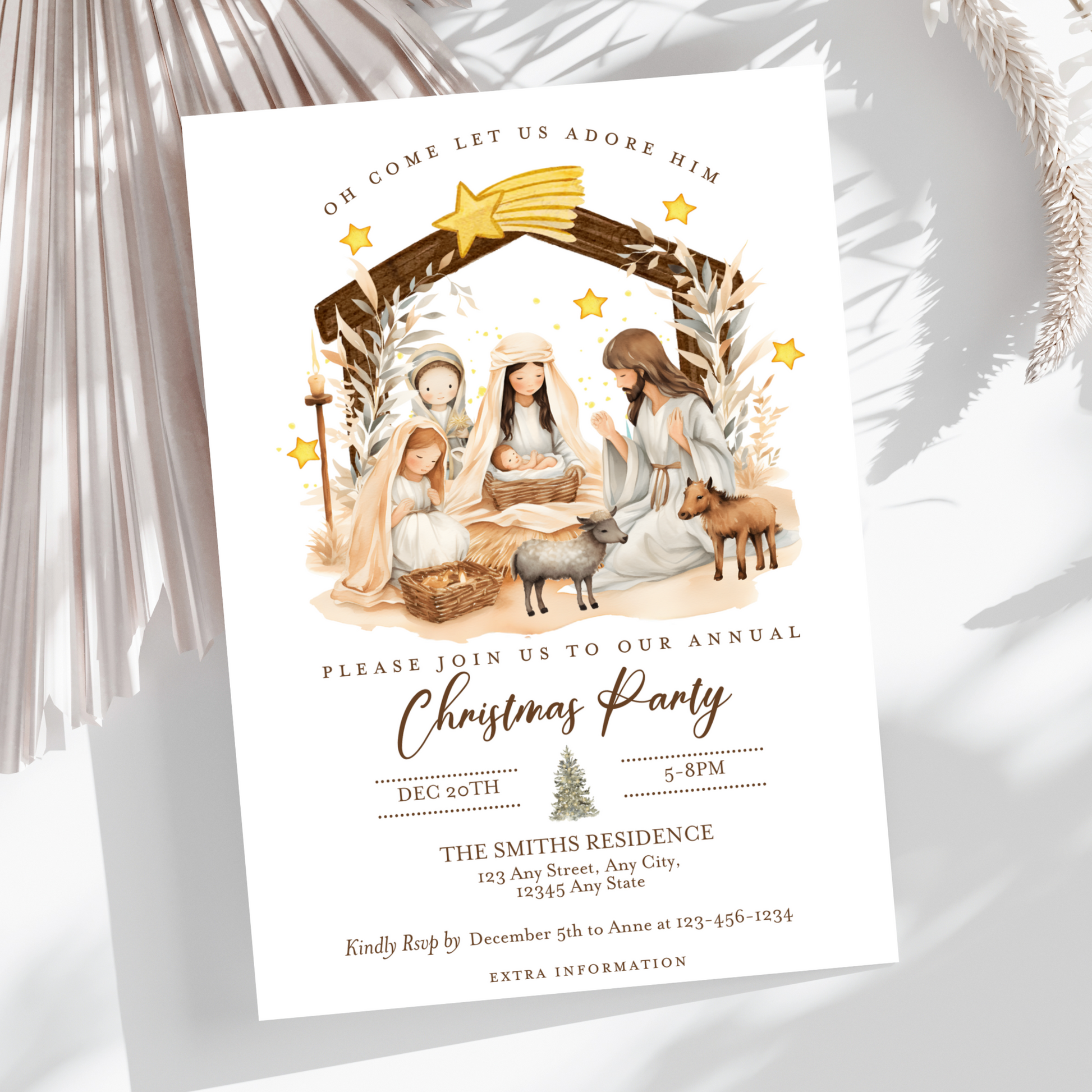 Elegant digital invite for church services or Christmas dinner