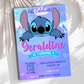 Personalized digital Stitch birthday invitation card