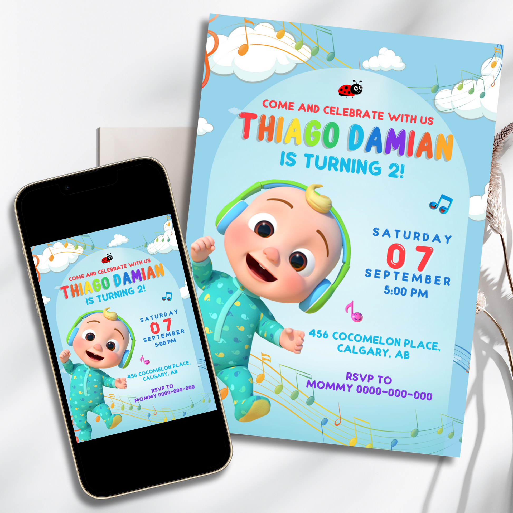 Editable Cocomelon Birthday Invitation Template for Kids