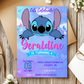 Printable Stitch watercolor birthday invitation for boys