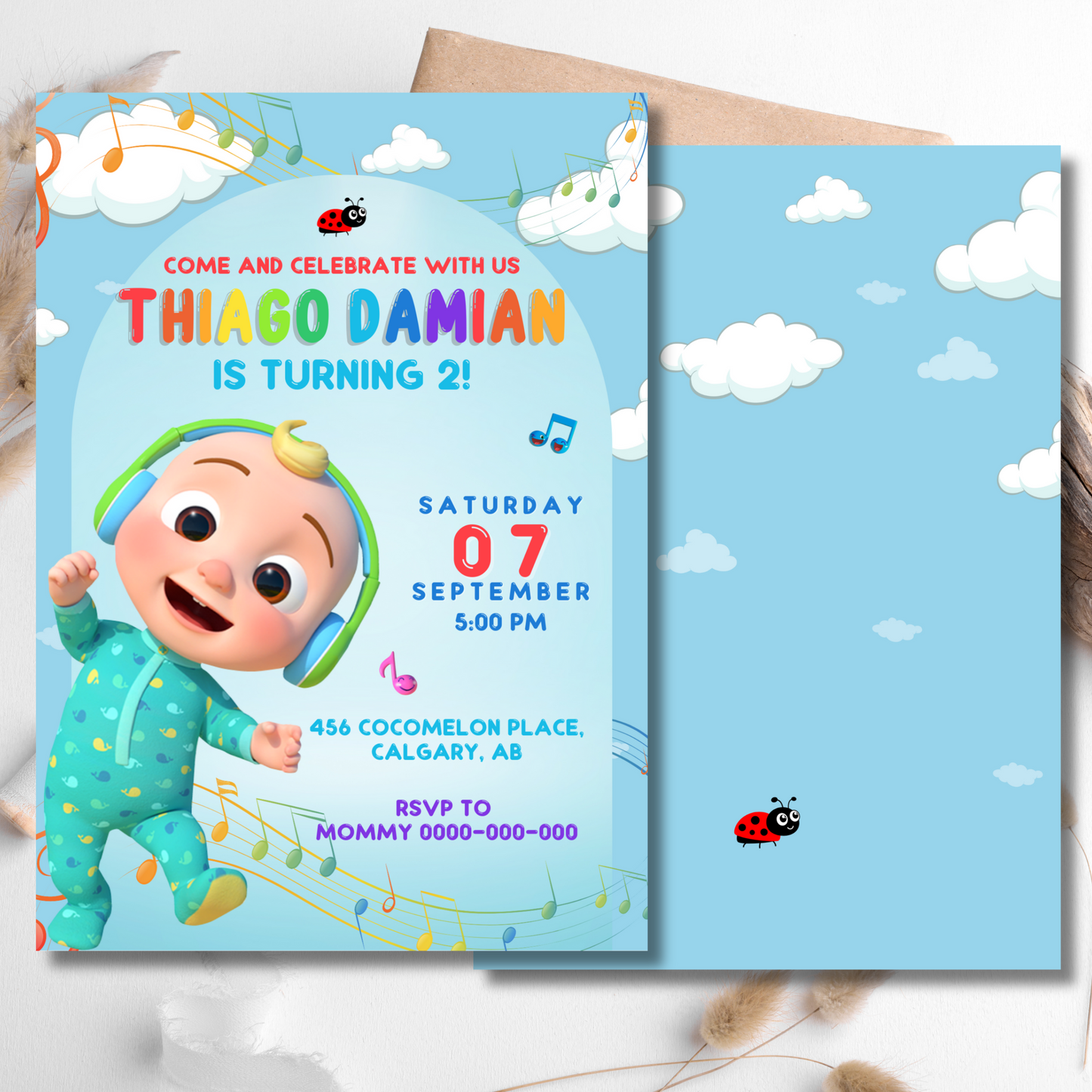 Cocomelon Birthday Invitation Digital Template for Baby’s Party